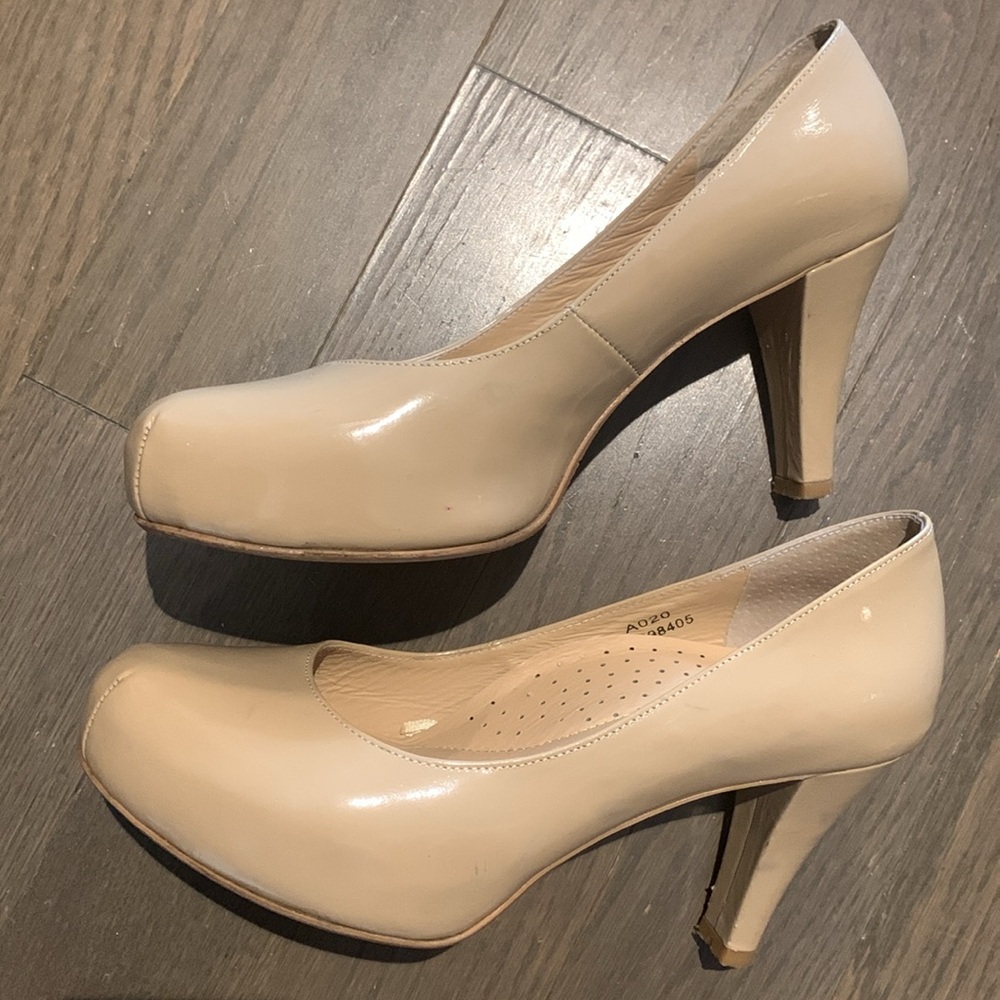 Tan Platform Stacked High Heel
